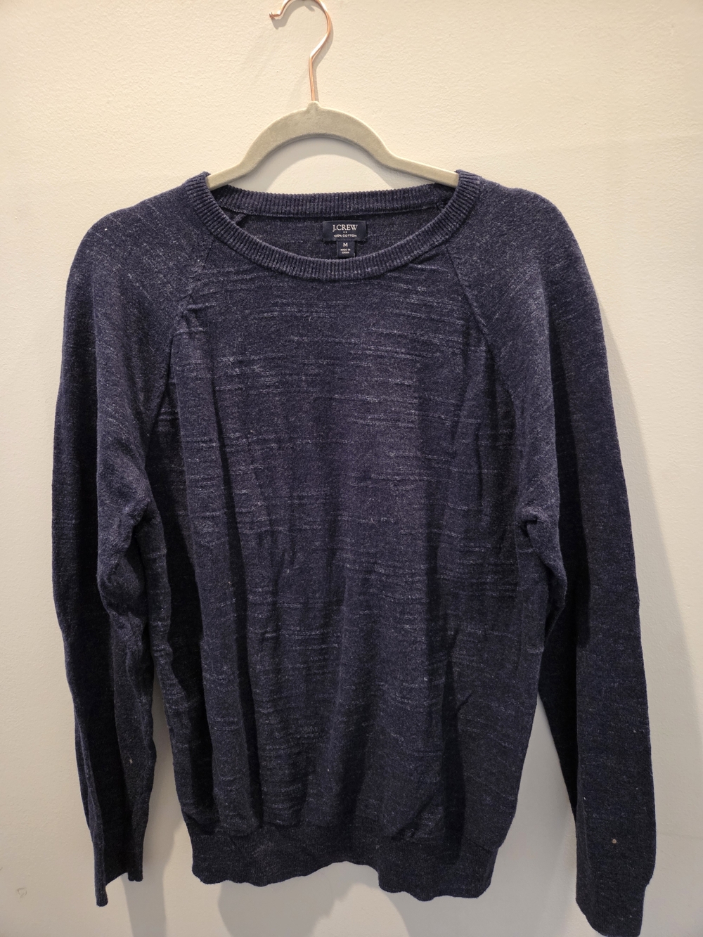 J.Crew Navy Heathered Crewneck Sweater
